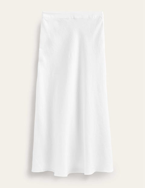 Bias Linen Midi Skirt - White | Boden UK