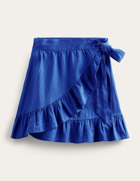 Linen Flippy Wrap Skirt Blue Women Boden