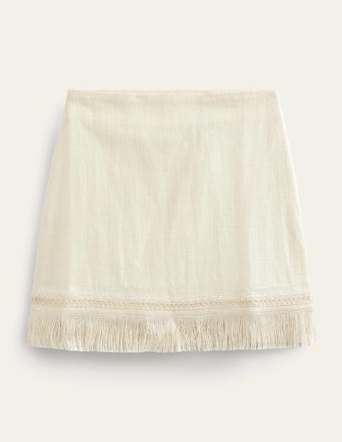 Fringe Detail Mini Skirt White Women Boden