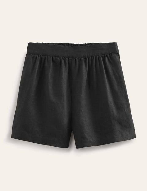 Boden Pull-on Linen Shorts Black Women