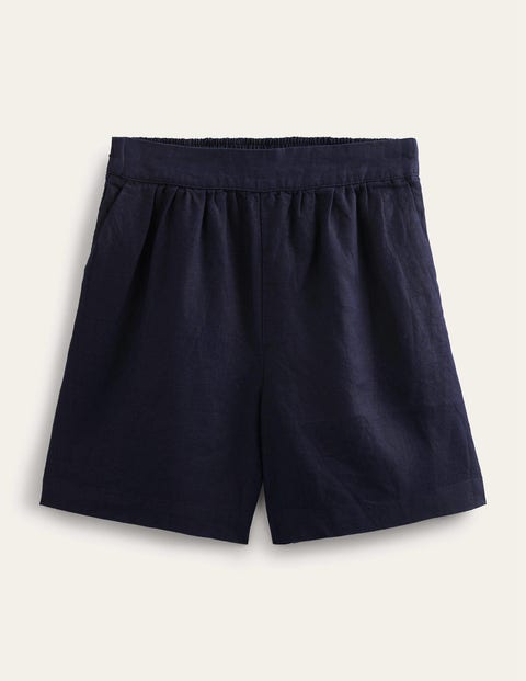Pull-on Linen Shorts Blue Women Boden
