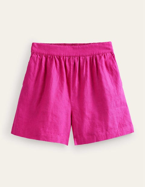 Boden Pull-on Linen Shorts Rose Violet Women