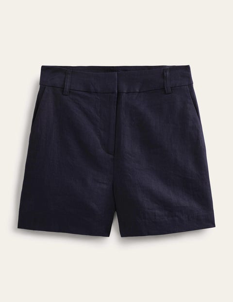 Tailored Linen Shorts - Navy | Boden US