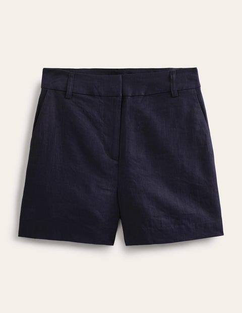 Taillierte Leinenshorts Damen Boden, Marineblau