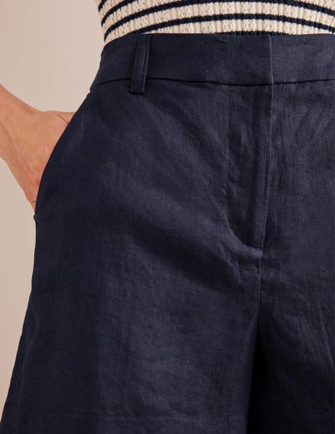 Tailored Linen Shorts - Navy | Boden UK