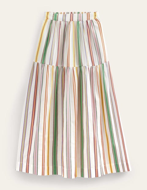 Boden Striped Cotton Maxi Skirt Ivory, Multi Stripe Women