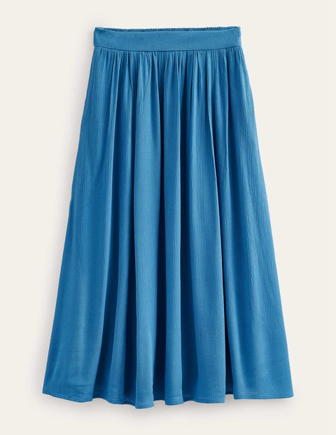 Crinkle Midi Skirt Blue Women Boden