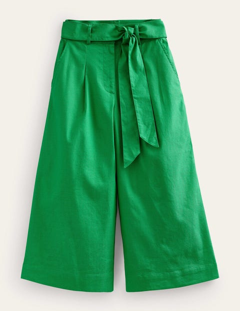 Cropped Wide-Leg Trousers Green Women Boden