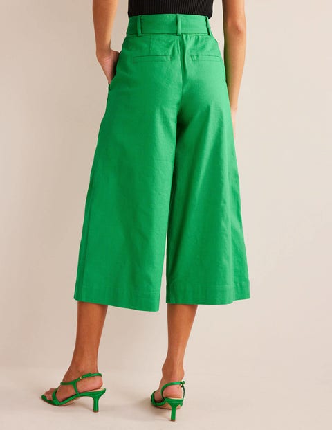 Cropped Wide-Leg Trousers - Rich Emerald