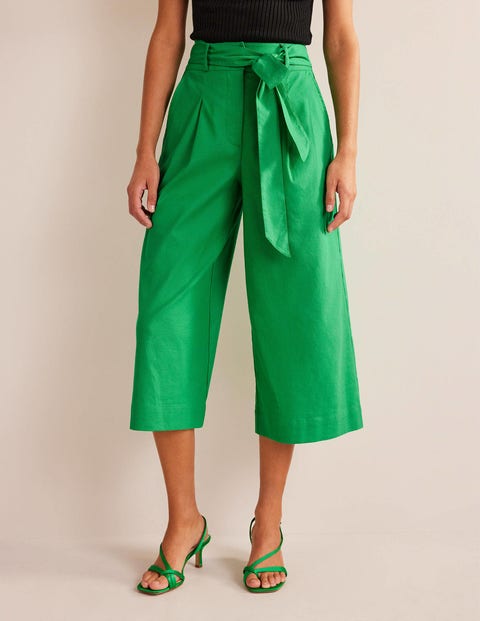 Cropped Wide-Leg Trousers - Rich Emerald