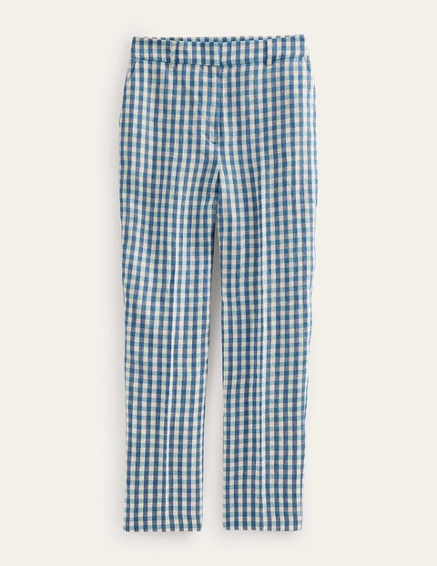 Schmal zulaufende Leinenhose Damen Boden, Kariert