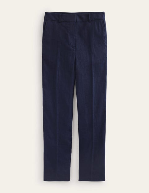 Tapered Linen Trousers Blue Women Boden