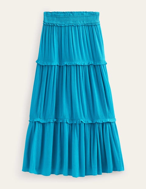 Smocked-Waist Holiday Skirt Blue Women Boden