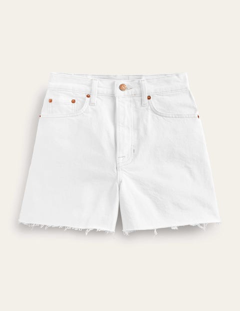 A-Line Denim Shorts - White | Boden US