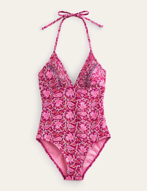 String Plunge Swimsuit Pink Women Boden