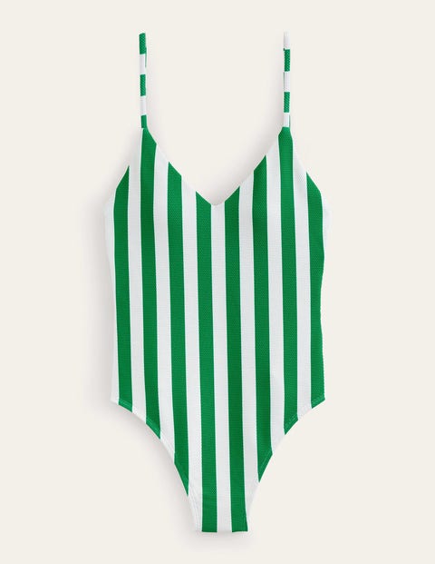 Skinny Strap Stripe Swimsuit Ivory Women Boden