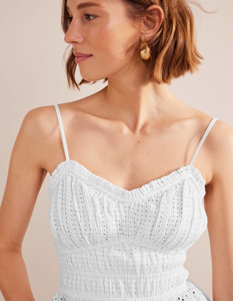 ASOS DESIGN x MILLIE ruched cotton cami top in white