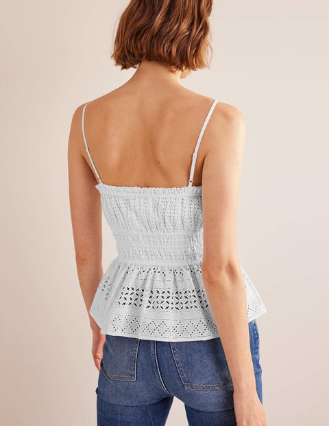 ASOS DESIGN x MILLIE ruched cotton cami top in white