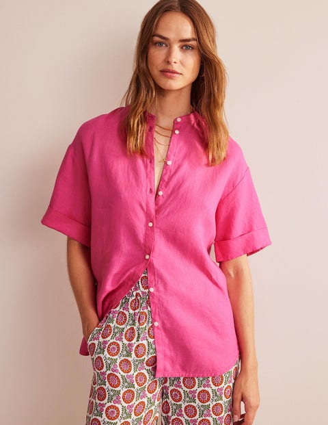 Kimono Sleeve Linen Shirt - Festival Pink | Boden EU