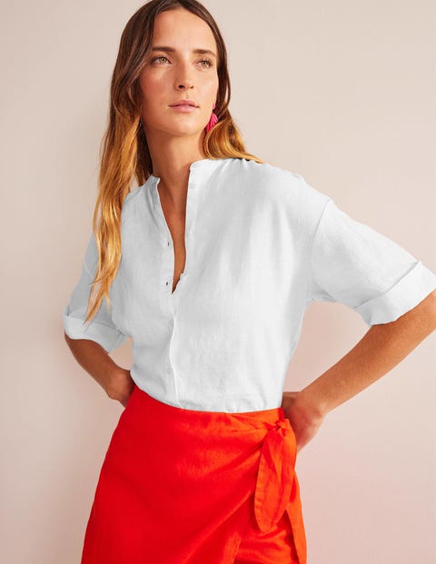 Kimono Sleeve Linen Shirt - White | Boden US