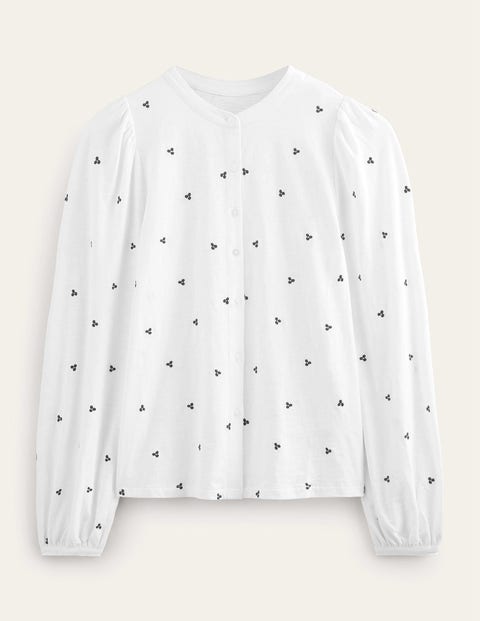 Long Sleeve Embroidered Top White Women Boden