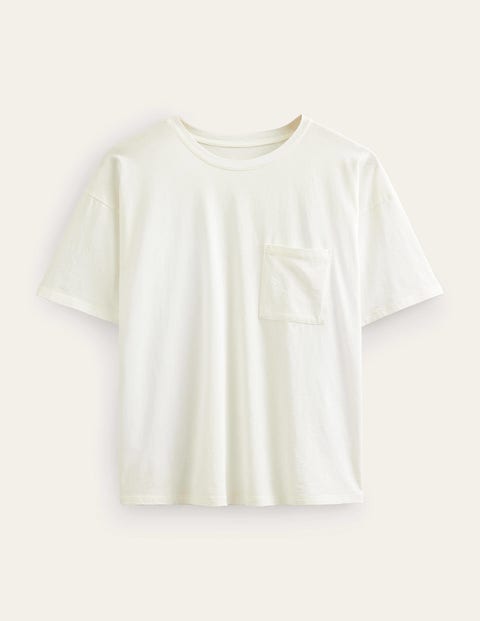 Oversized Washed T-Shirt Ivory Women Boden