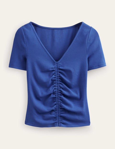 Ruched Front Rib T-shirt Blue Women Boden