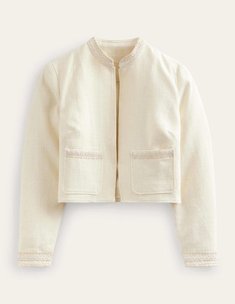 Cropped Cotton Jacket Ivory Women Boden