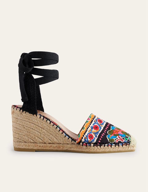 Classic Espadrille Wedges - Black | Boden UK