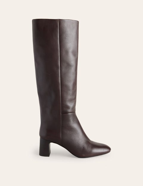 Boden Erica Knee High Leather Boots Chocolate Leather Women