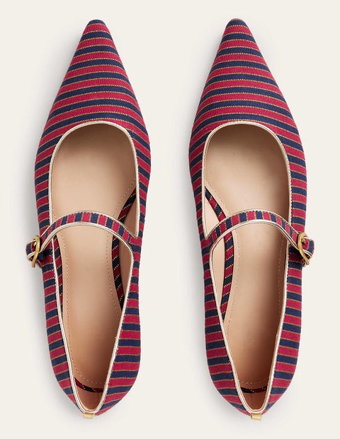 Pointed Toe Mary Jane Shoes - Red/ Navy Stripe | Boden US