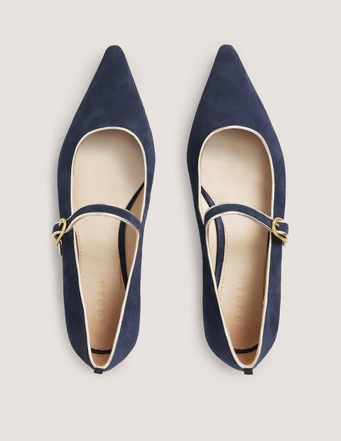 Pointed Toe Mary Jane Shoes - Navy
