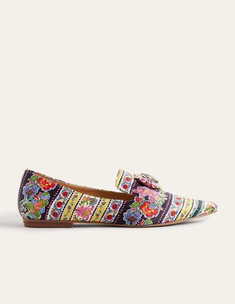 Printed Embellished Loafers - Carnation Bloom | Boden US