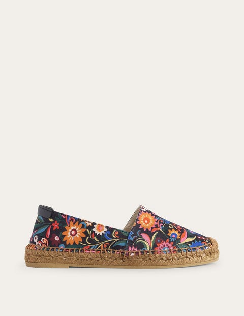 Schwarz, Knallige Gardenie, Klassische Espadrilles mit flacher Sohle, Damen, Boden, Schwarz, Knallige Gardenie