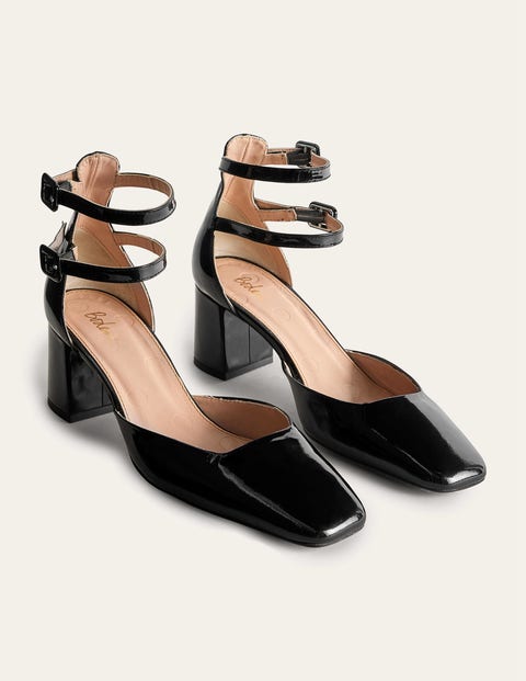 Patent Leather Block Heels - Black