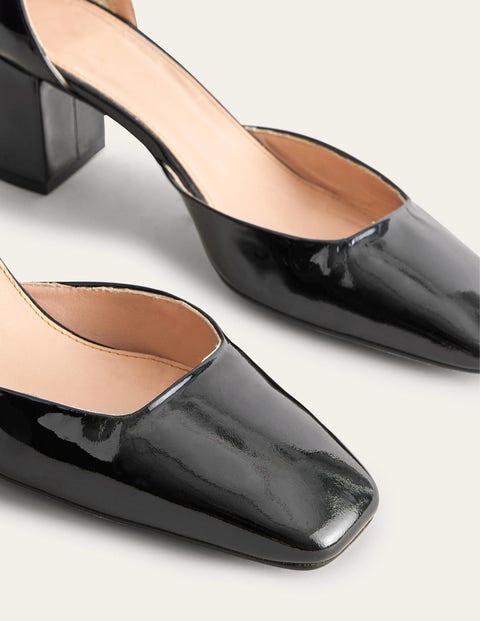 Patent Leather Block Heels - Black