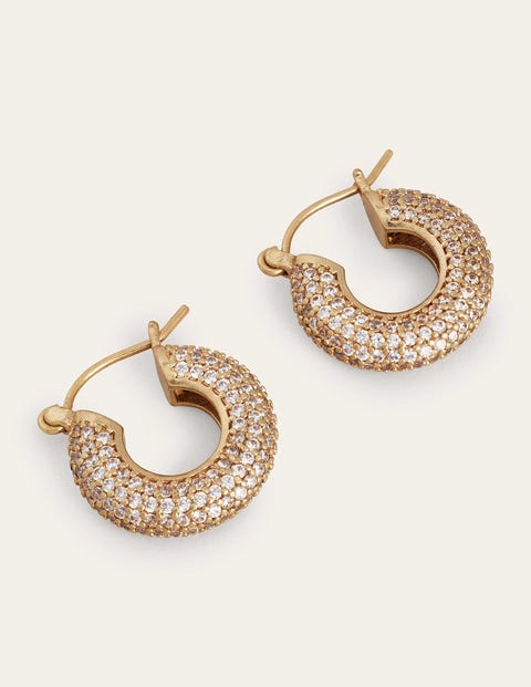 Pavé Hoop Earrings - Gold | Boden UK