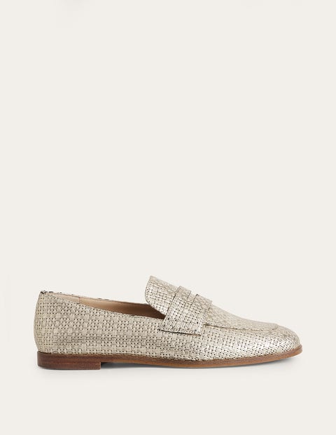 Woven Leather Loafers Metallic Women Boden