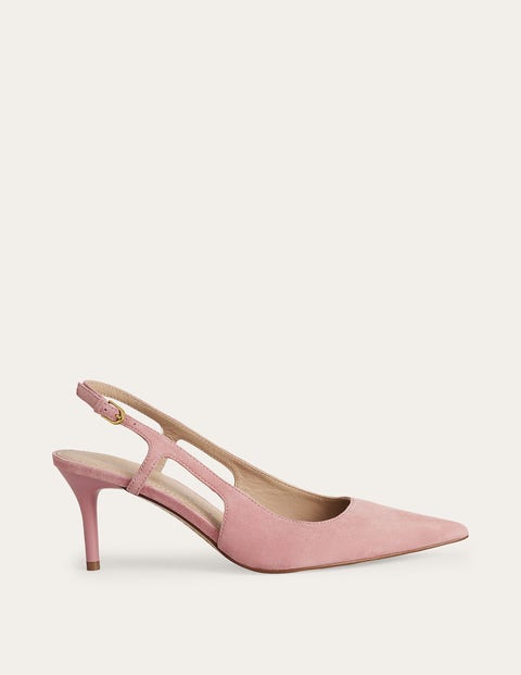 Cut Out Sling Back Heels Blush Kid Suede Women Boden, Blush Kid Suede