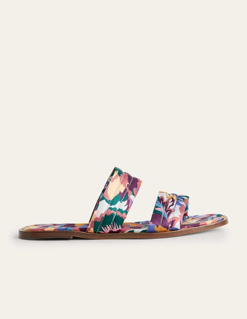 Gemusterte Slipper-Sandalen aus Satin Damen Boden