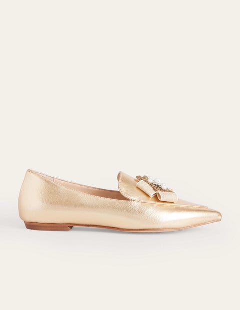 Embellished Pointed Loafers Metallic Women Boden
