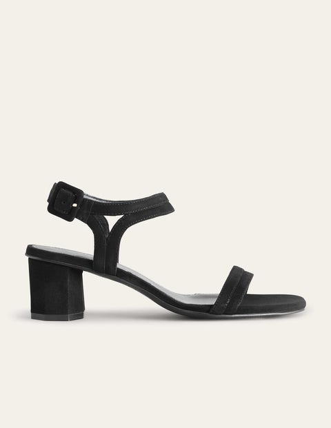 Schwarz, Sandalen mit Blockabsatz, Damen, Boden, Schwarz