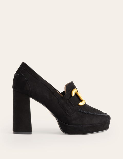 Iris Platform Snaffle Loafers Black Suede Women Boden, Black Suede