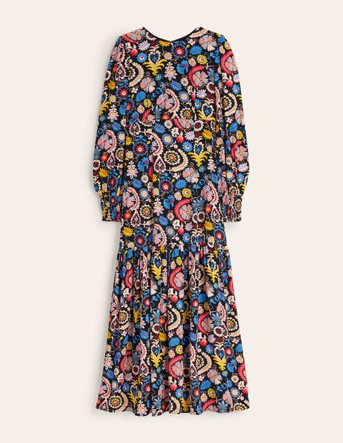 Curved Waist Maxi Dress - Multi, Moire Bloom | Boden US