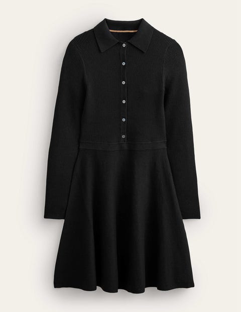 Rib Detail Knitted Mini Dress - Black | Boden US