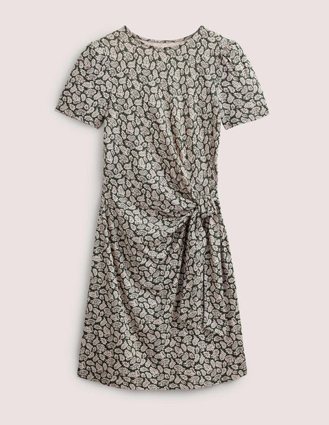 Jerseykleid mit Knotendetail Damen Boden, Kohlschwarz, Knalliges Paisleymuster
