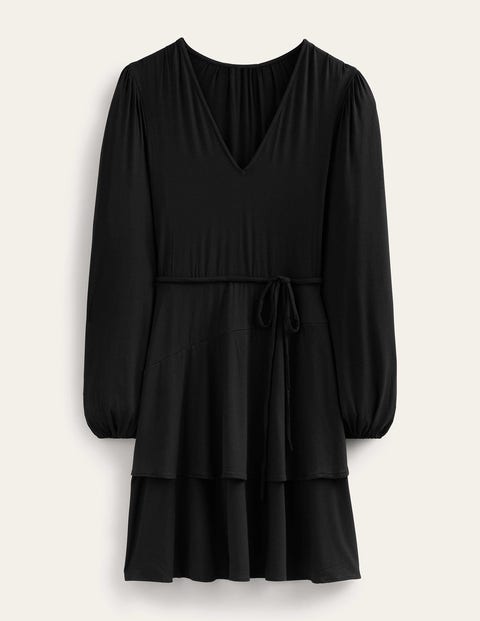 Tiered Mini Jersey Dress Black Women Boden
