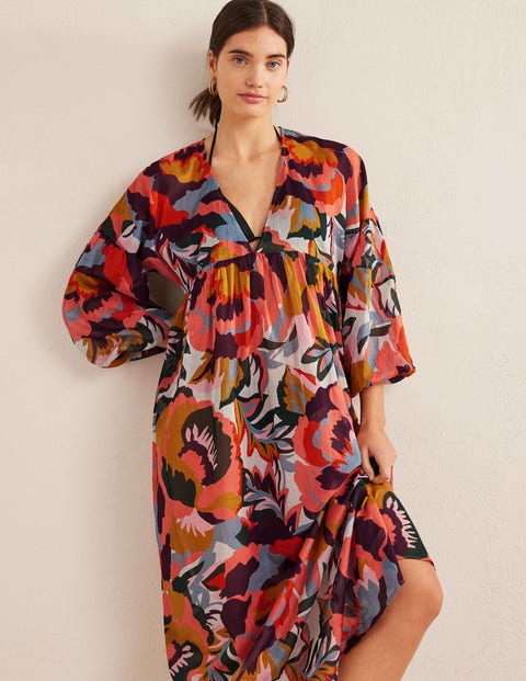 Sarah Maxi Kaftan Dress - Multi, Abstract Rose | Boden UK