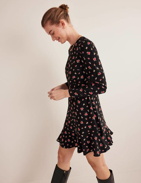Boden Becky Long Sleeve Faux Wrap Dress in Winterberry Floral