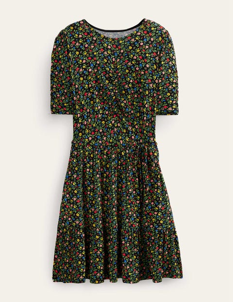 robe col rond à volants en jersey femme boden, bla